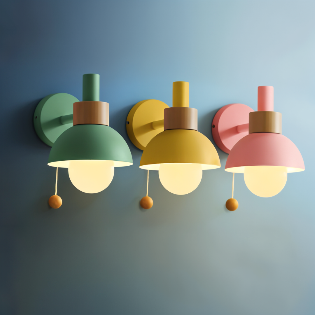 Andrzej Drewniana Lampa Ścienna | Minimalistyczna Pastelowa