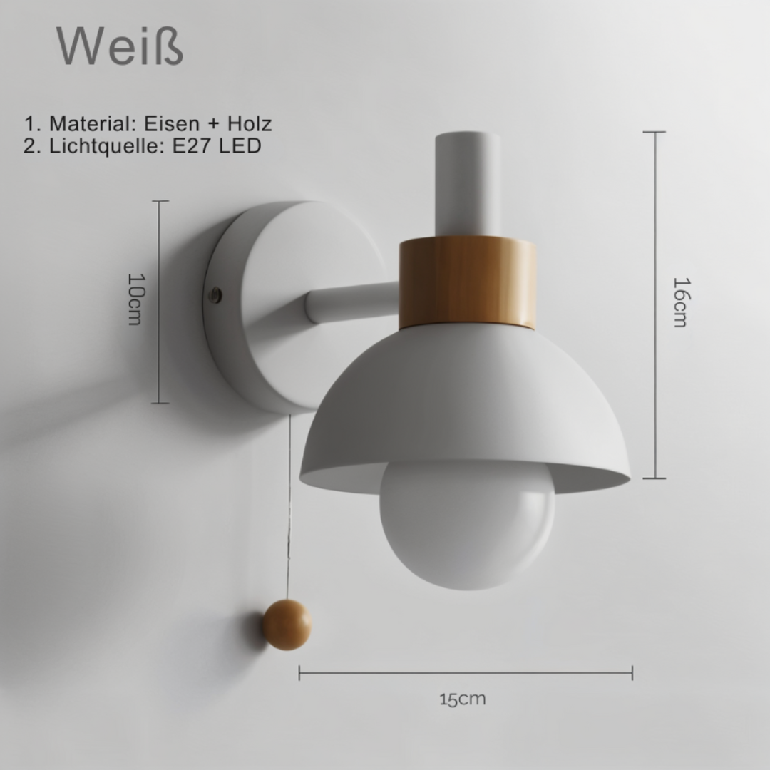 Andrzej Drewniana Lampa Ścienna | Minimalistyczna Pastelowa