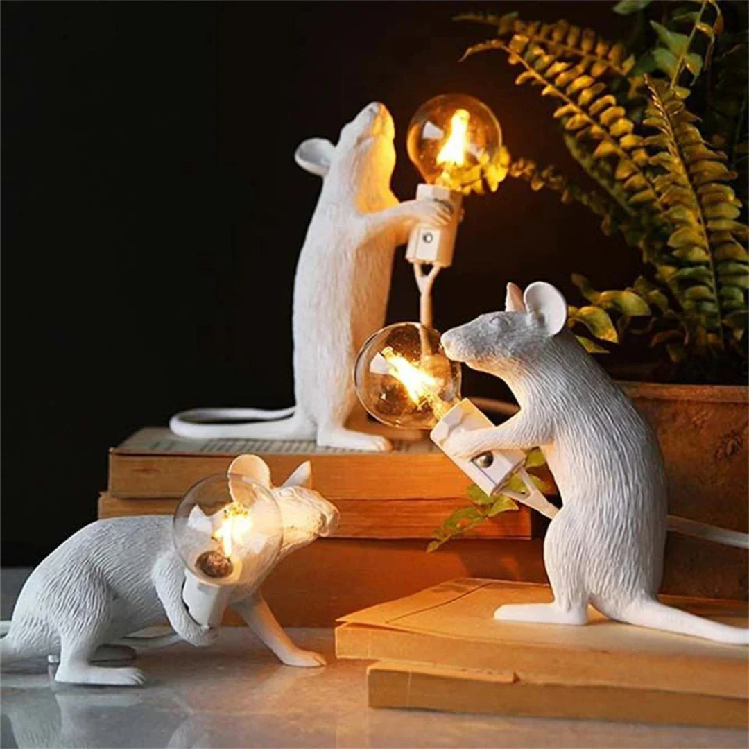 Marco Designerska Lampa Stolikowa | Figurka Myszy LED