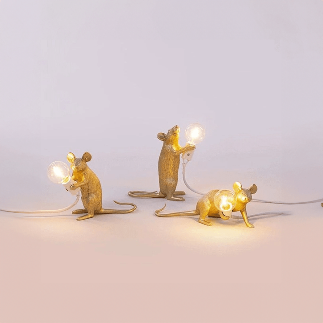 Marco Designerska Lampa Stolikowa | Figurka Myszy LED