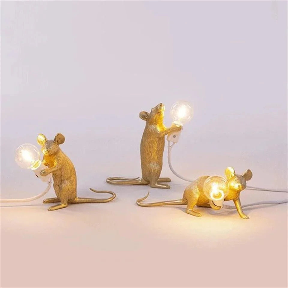 Marco Designerska Lampa Stolikowa | Figurka Myszy LED